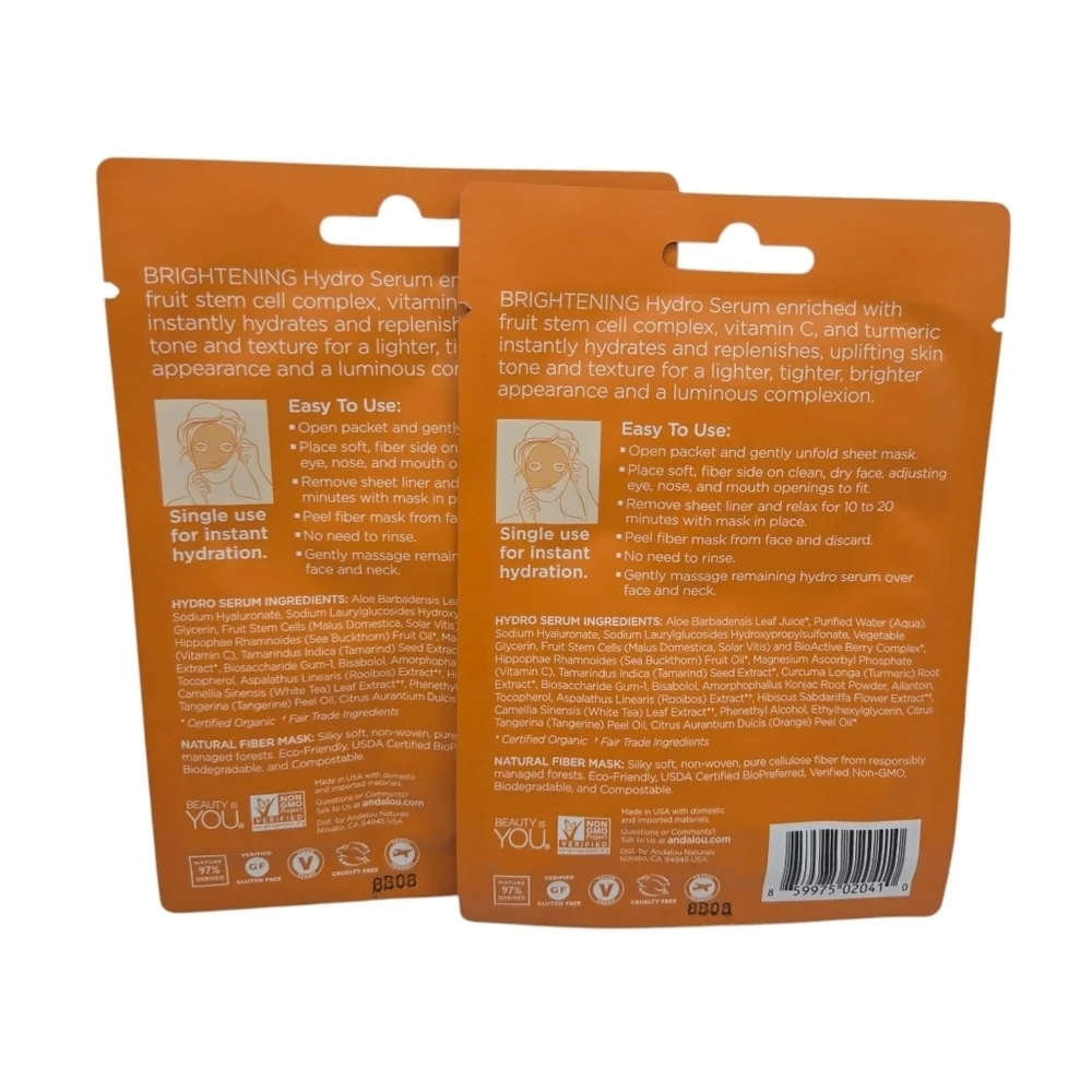 ANDALOU Naturals Instant Brighten Tighten Vitamin C Hydro Serum Facial Masks (2)